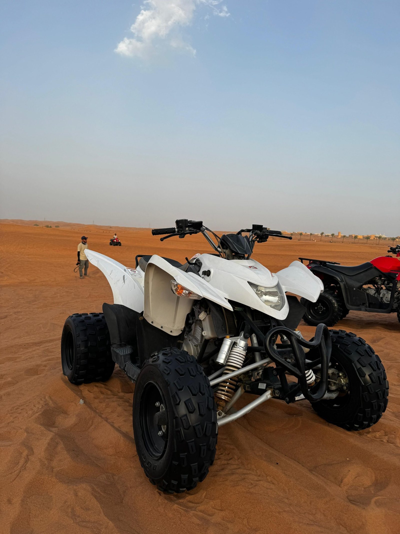 Close-up view of the 400cc quad bike ready for the ride