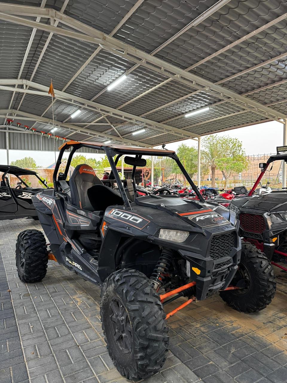 Two-seater buggy at the base camp, ready for a desert ride